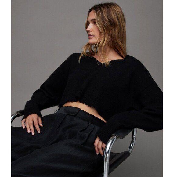 ALLSAINTS Donna Cropped Jumper Sweater Only Sz M - Picture 2 of 7